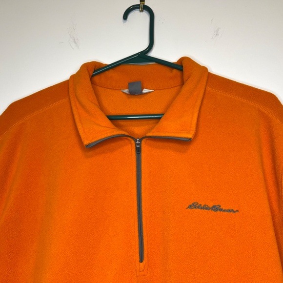 Eddie Bauer Size XL 1/4 Zip Orange Pullover Fleece Shirt Hiking Outdoor Camping - Picture 3 of 16